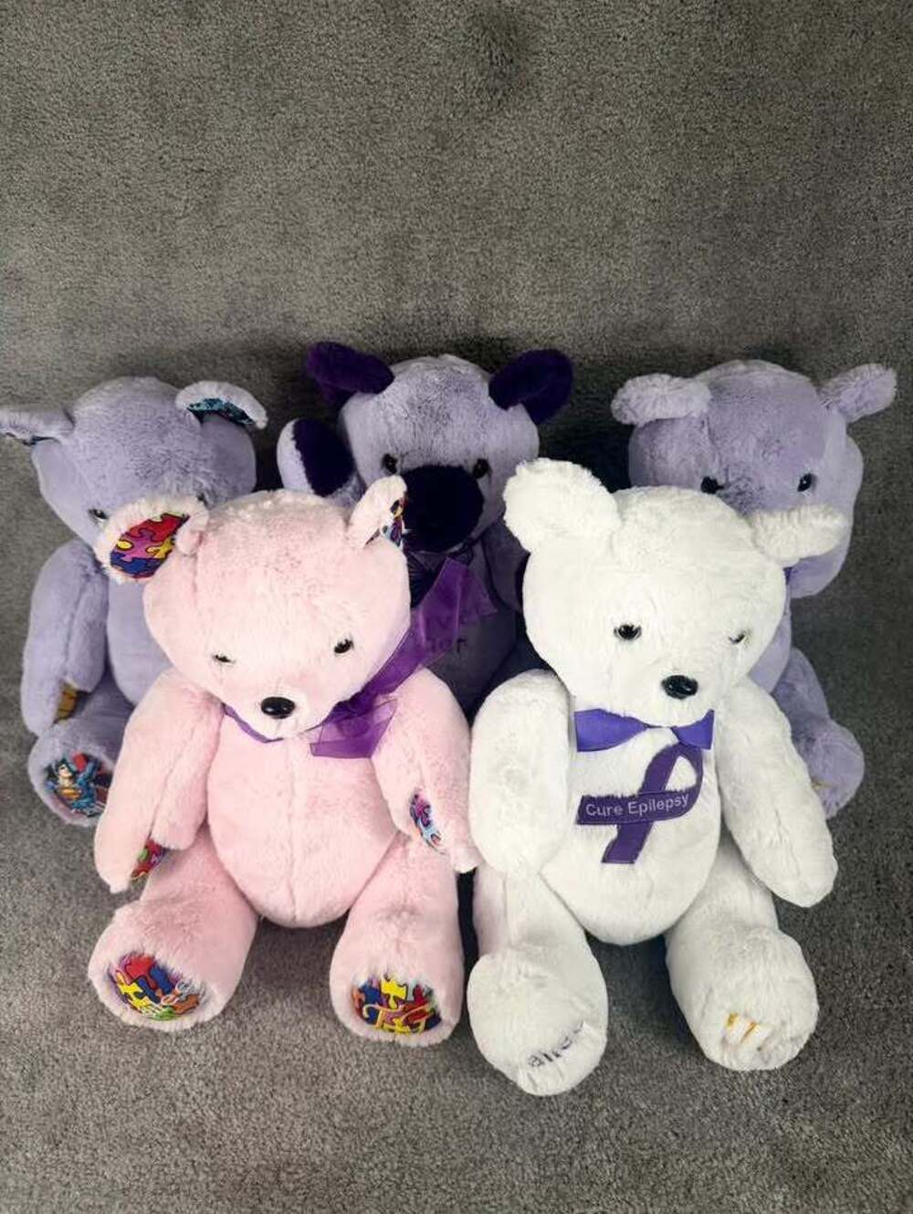 TG Bears Handmade Awareness Plush for Dravet Symptom & Epilepsy - 5 Plush Bears